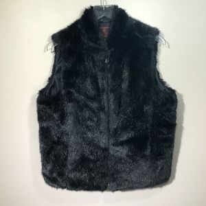 Ralph Lauren Black Faux Fur Vest sz L